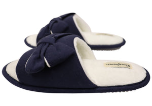 Dearfoams Womens Comfortable Lydia Pajama Slide With Bow Slippers