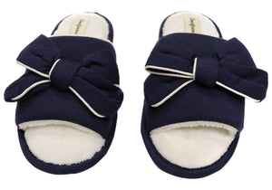 Dearfoams Womens Comfortable Lydia Pajama Slide With Bow Slippers