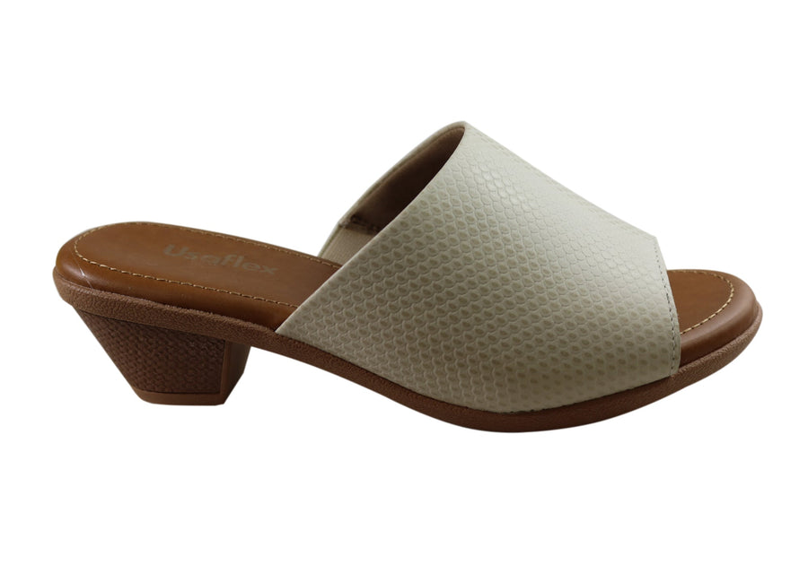 Usaflex Latona Womens Comfort Leather Slides Sandals Made In Brazil