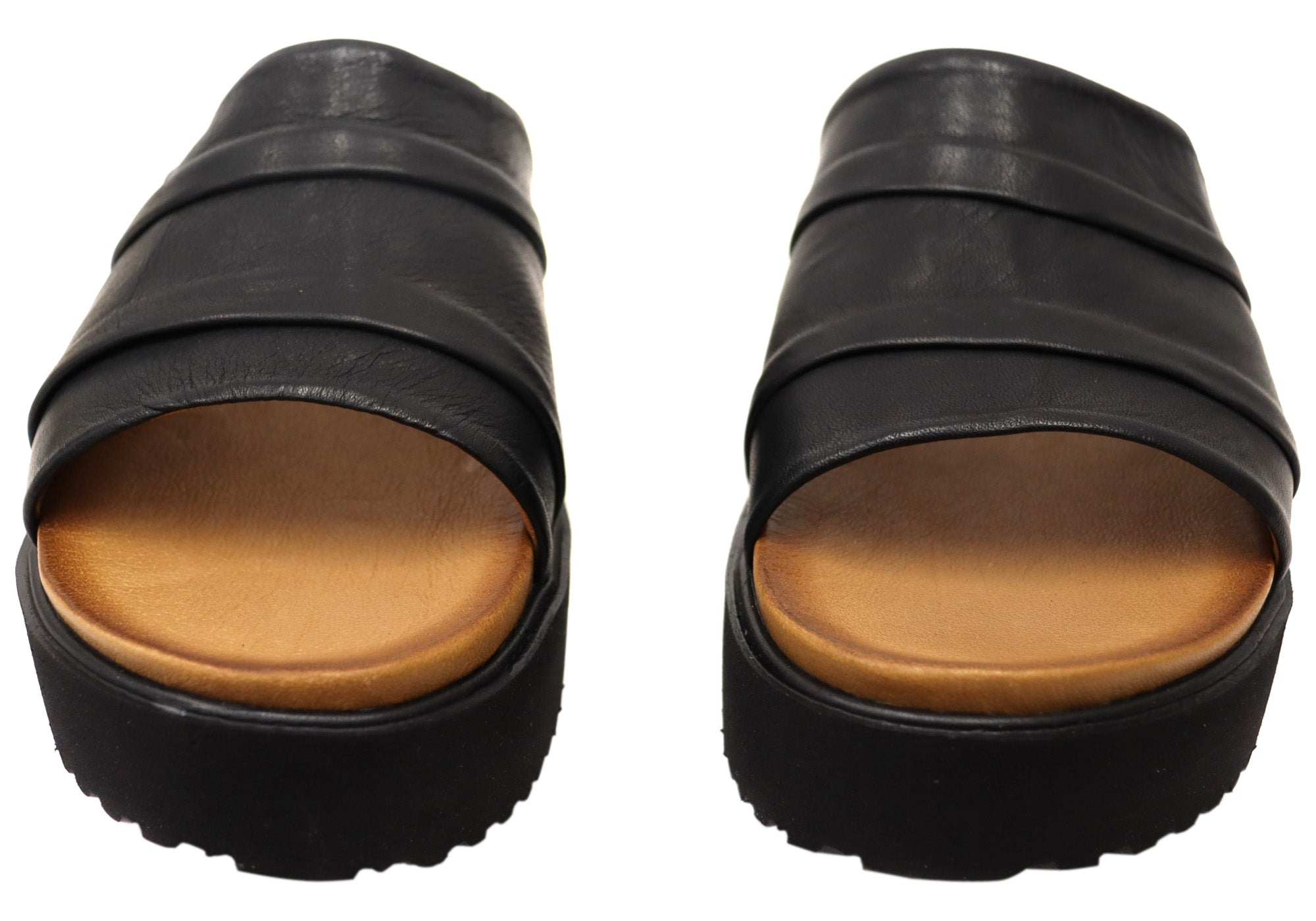 Orizonte Volume Womens European Leather Platform Slides Sandals