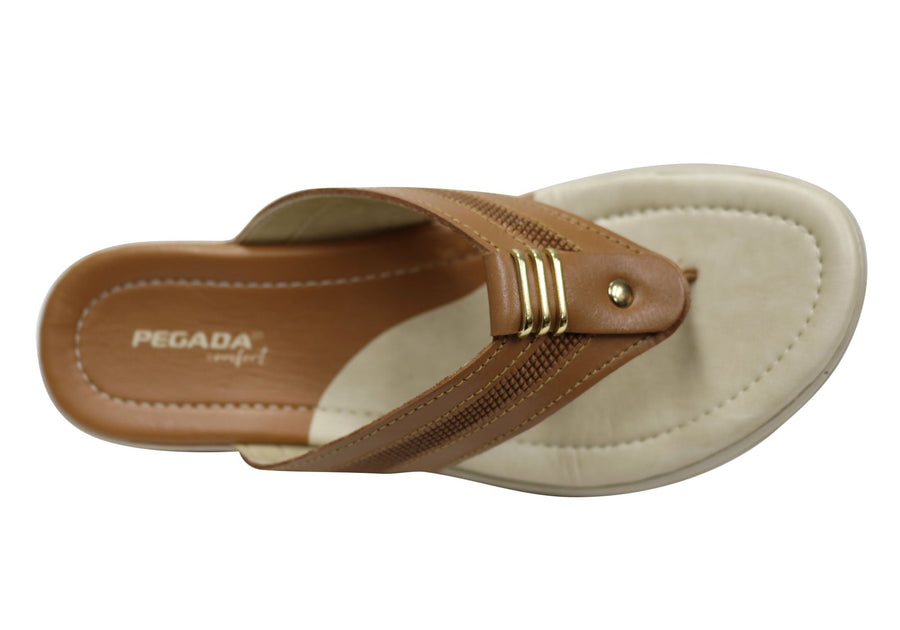 Pegada Ema Womens Comfortable Leather Thongs Sandals Made In Brazil