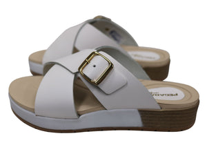 Pegada Gianna Womens Comfort Leather Slides Sandals Made In Brazil