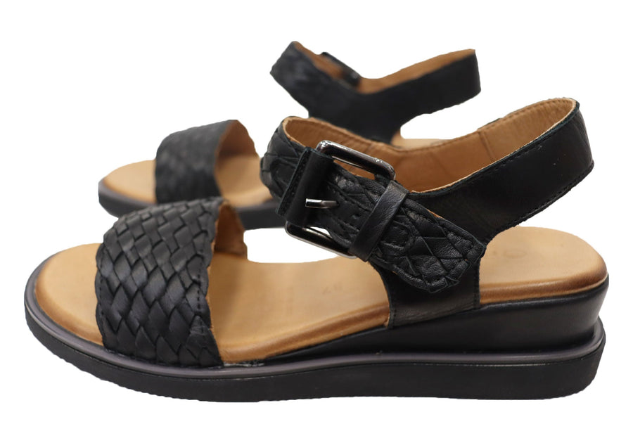 Orizonte Queni Womens Comfortable European Leather Wedge Sandals