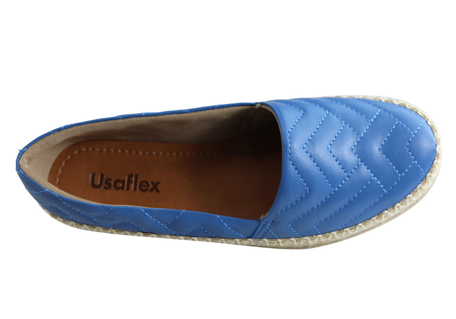 Usaflex April Womens Comfort Leather Espadrille Shoes Made In Brazil