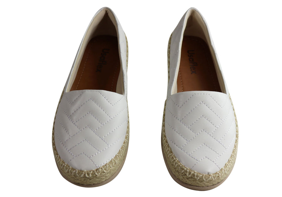 Usaflex April Womens Comfort Leather Espadrille Shoes Made In Brazil