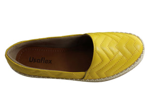 Usaflex April Womens Comfort Leather Espadrille Shoes Made In Brazil