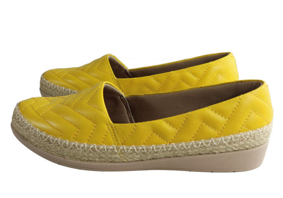 Usaflex April Womens Comfort Leather Espadrille Shoes Made In Brazil