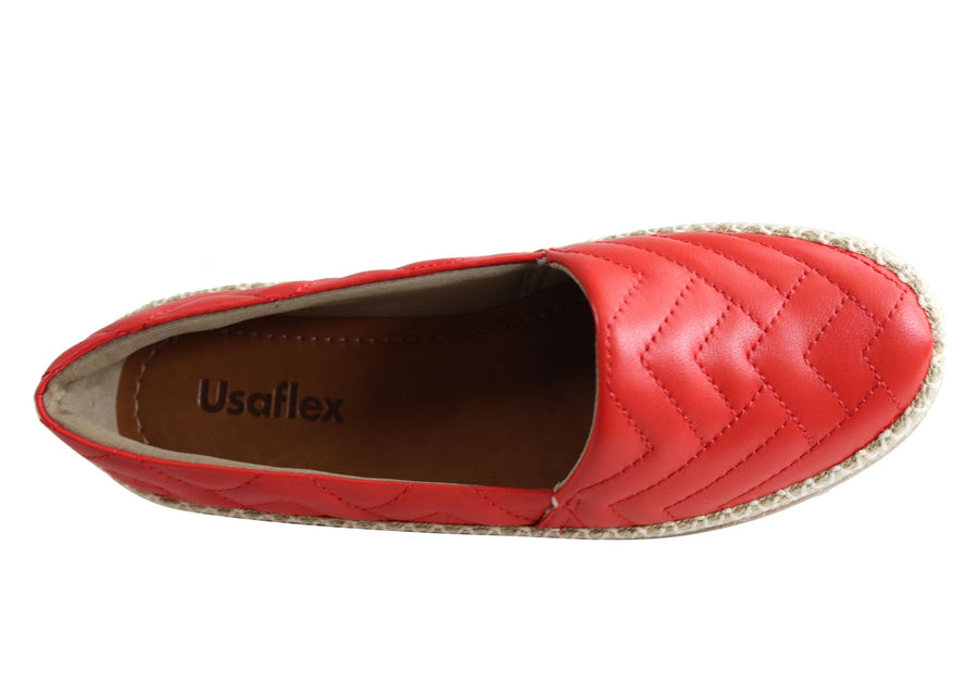 Usaflex April Womens Comfort Leather Espadrille Shoes Made In Brazil