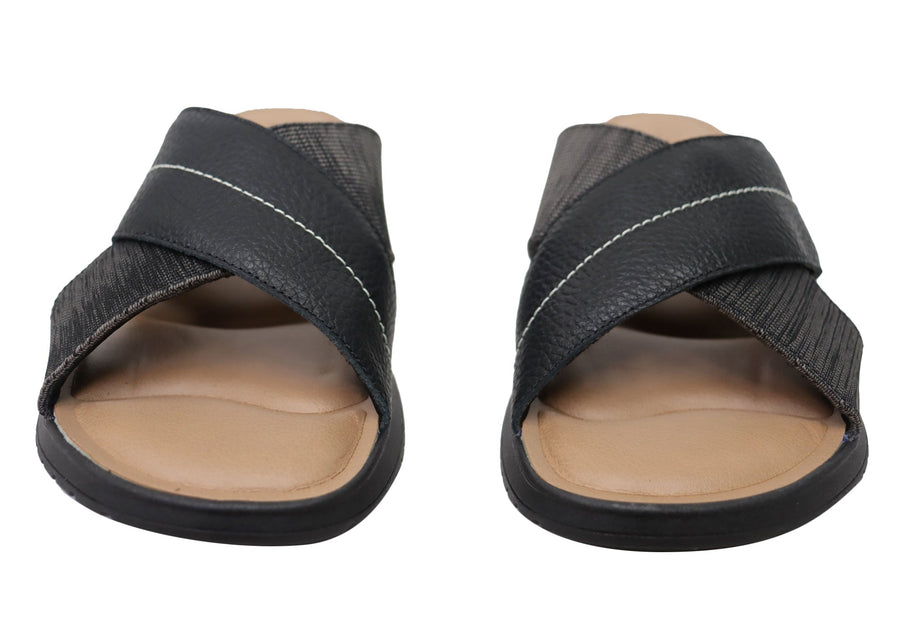 Usaflex Sunni Womens Comfortable Brazilian Leather Slides Sandals