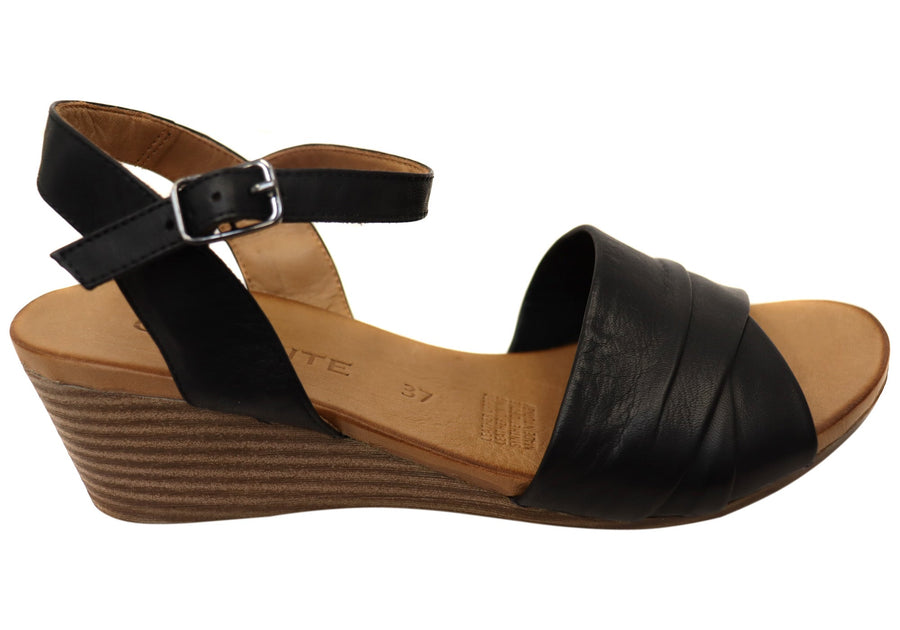 Orizonte Moonlight Womens European Leather Wedge Sandals