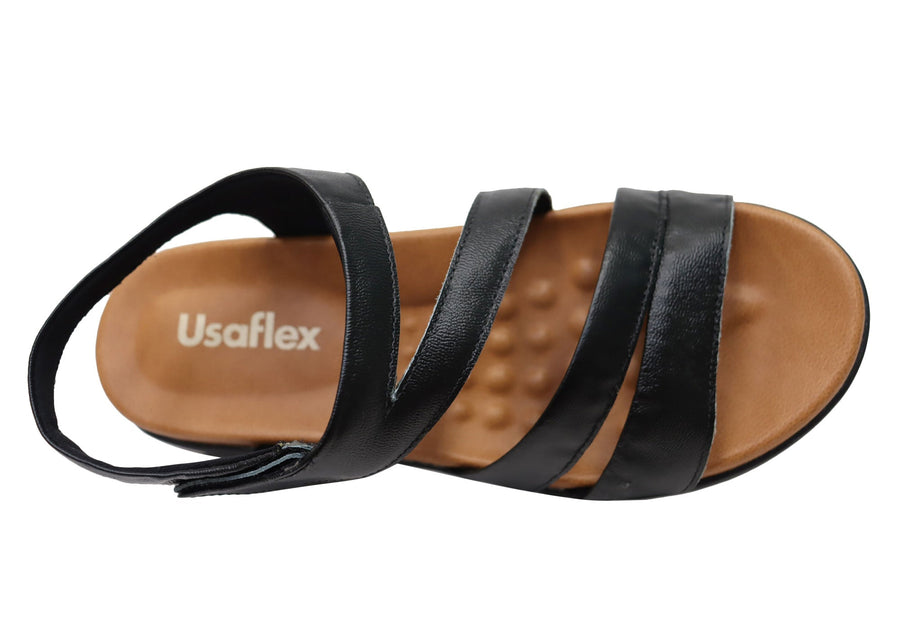 Usaflex Lisa Womens Comfortable Leather Sandals Made In Brazil