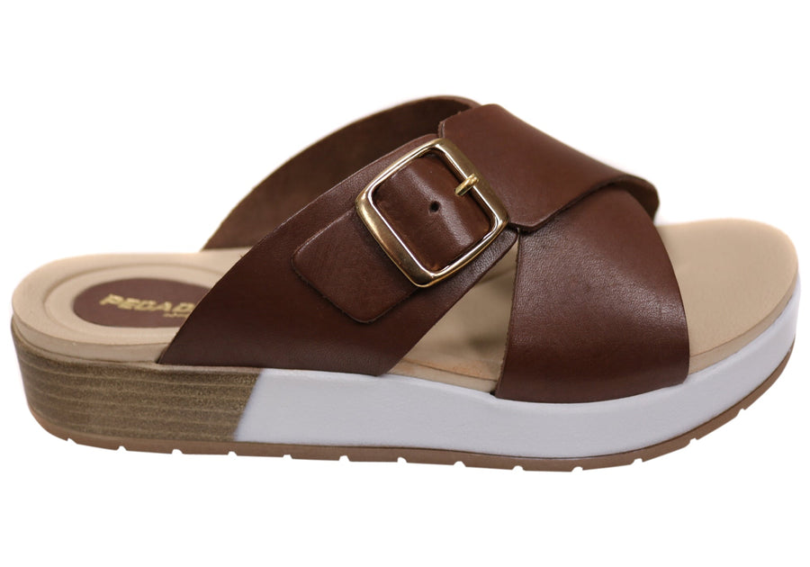 Pegada Gianna Womens Comfort Leather Slides Sandals Made In Brazil