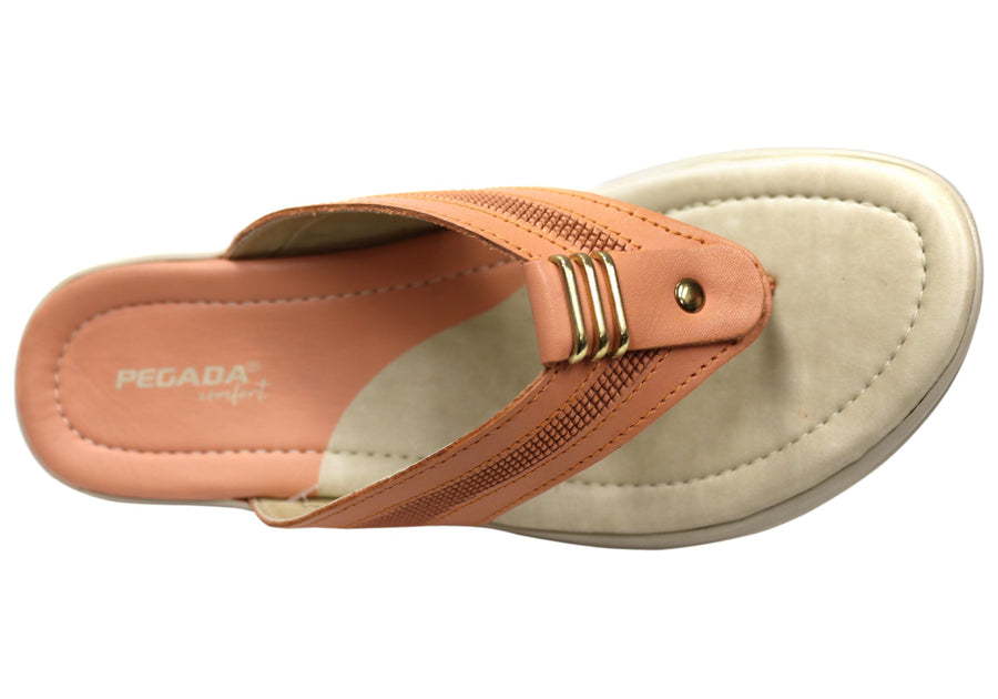 Pegada Ema Womens Comfortable Leather Thongs Sandals Made In Brazil