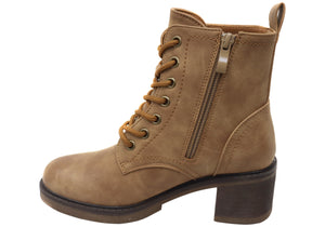 Bellissimo Sibernik Womens Comfortable Lace Up Ankle Boots