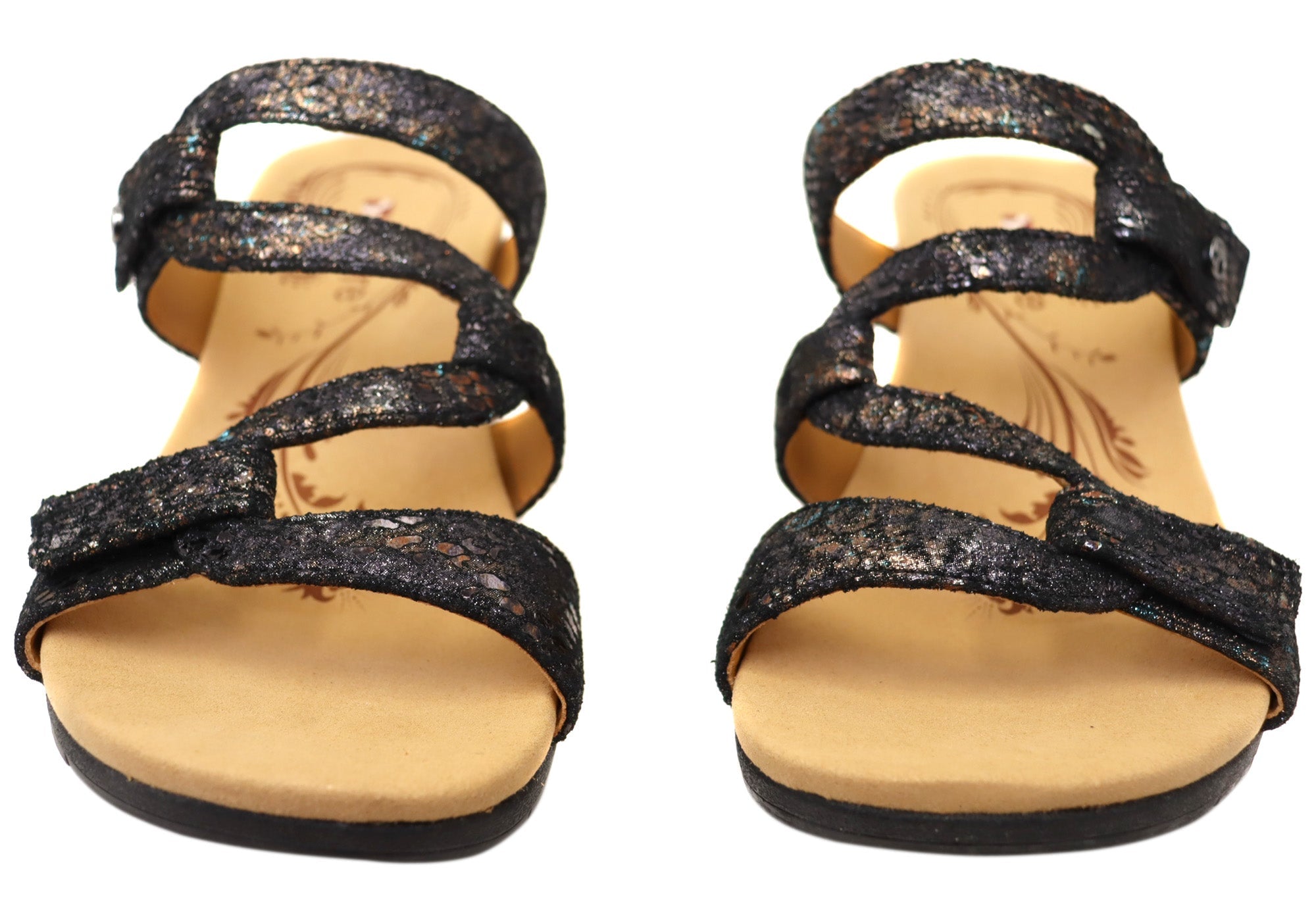 Revere Womens Sofia Wedge Leather Supportive Slides Sandals