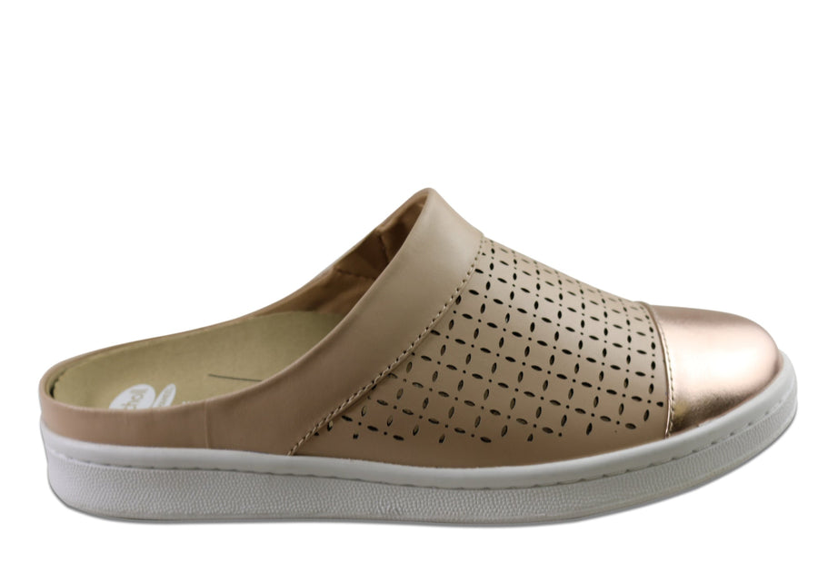 Scholl Orthaheel Rave Womens Leather Comfort Open Back Casual Shoes