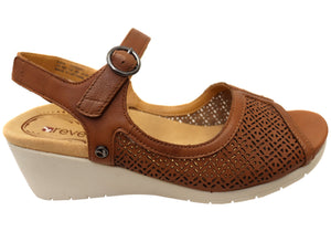 Revere Womens Kaya Wedge Comfortable Supportive Leather Sandals