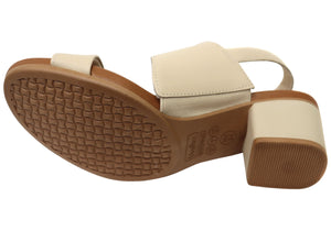 Usaflex Lorrie Womens Comfortable Leather Mid Heel Sandals