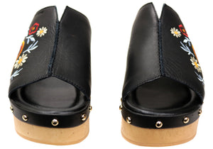 Bottero Perisa Womens Leather Comfortable Platform Slides Shoes