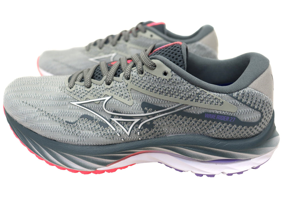 Mizuno Womens Wave Rider 27 Wide Fit Comfortable Running Shoes