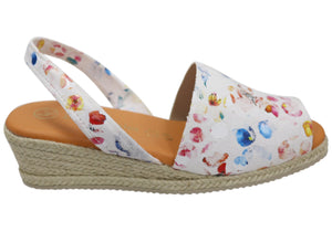 Lola Canales Solute Womens Spanish Leather Wedge Espadrille Sandals