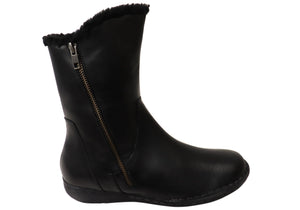Planet Shoes Wells Womens Comfortable Leather Mid Calf Boots