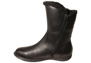 Planet Shoes Wells Womens Comfortable Leather Mid Calf Boots