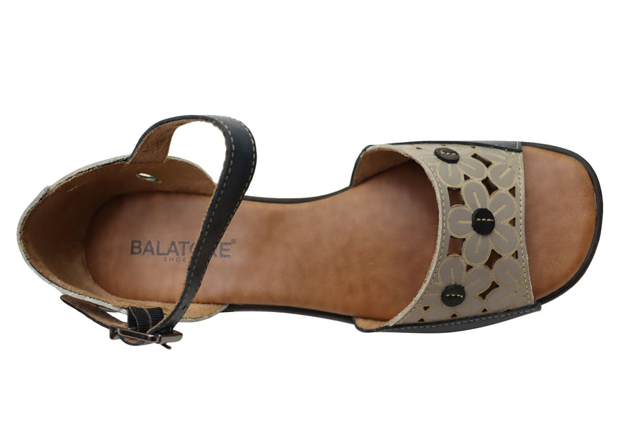 Balatore Olivia Womens Comfortable Brazilian Leather Low Heel Sandals