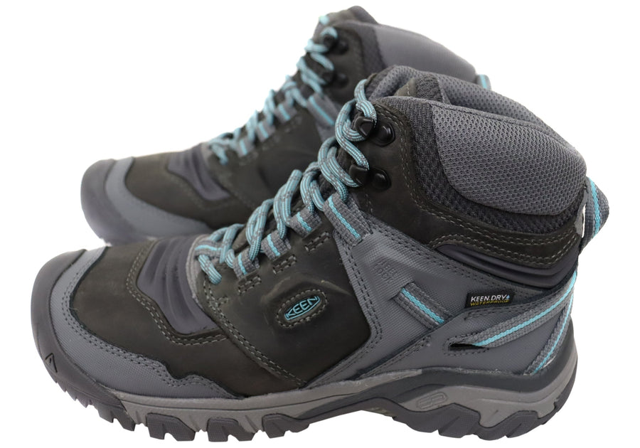 Keen Womens Comfortable Leather Ridge Flex Mid Waterproof Hiking Boots