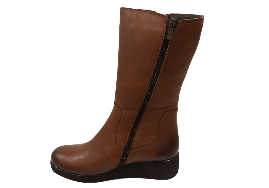 Orizonte Collas Womens European Comfortable Leather Mid Calf Boots