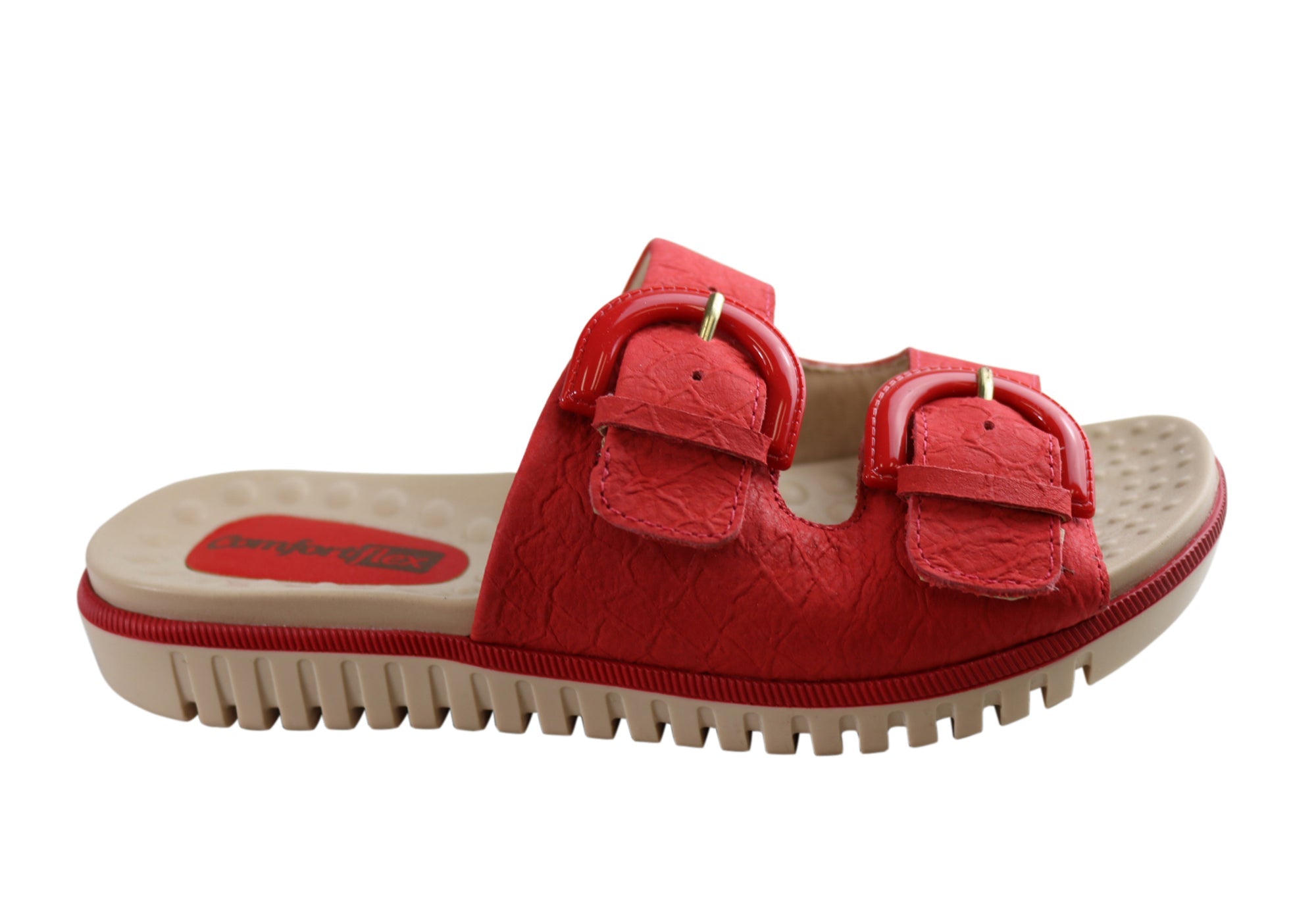 Comfortflex Womens Leather Slides Sandals Made In Brazil