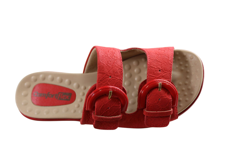 Comfortflex Daphine Womens Leather Slides Sandals Made In Brazil