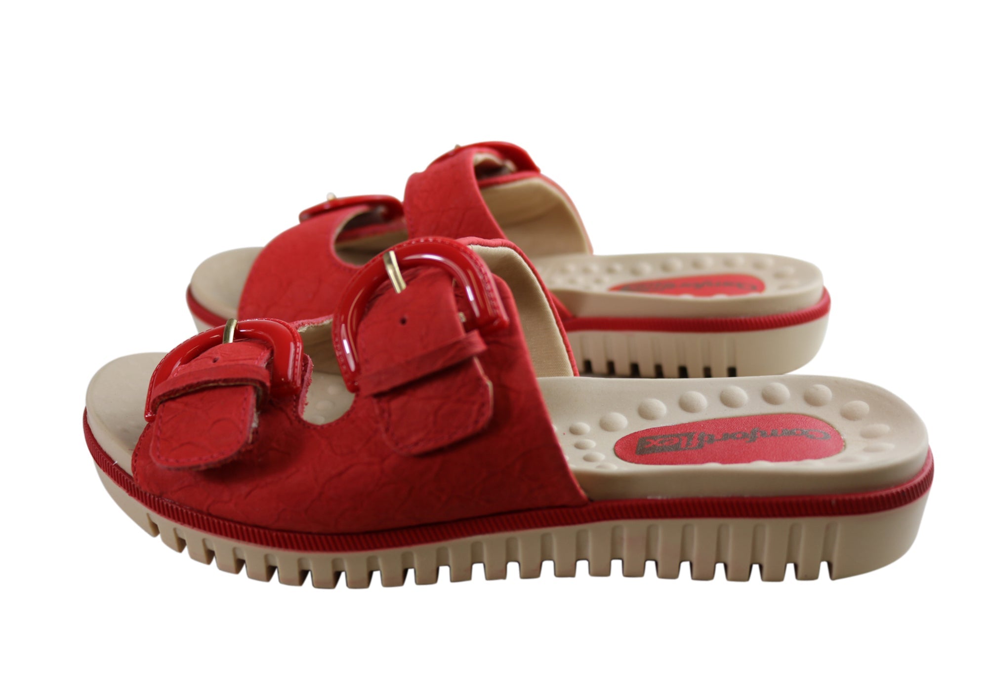 Comfortflex Womens Leather Slides Sandals Made In Brazil