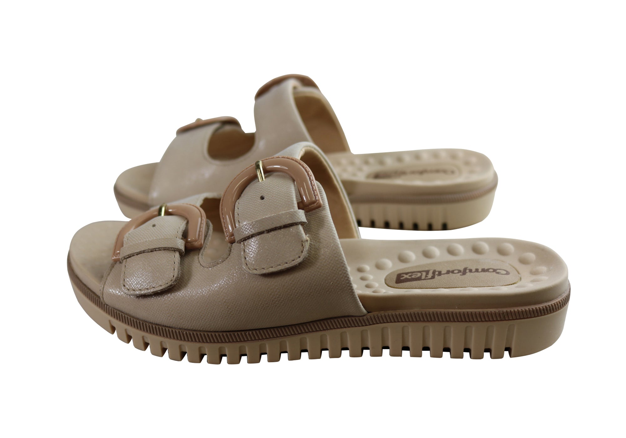 Comfortflex Womens Leather Slides Sandals Made In Brazil