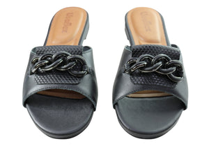 Usaflex Yvonne Womens Comfortable Leather Slides Sandals