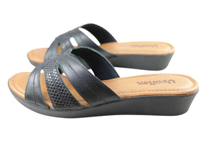 Usaflex Erin Womens Comfort Leather Slides Sandals Made In Brazil