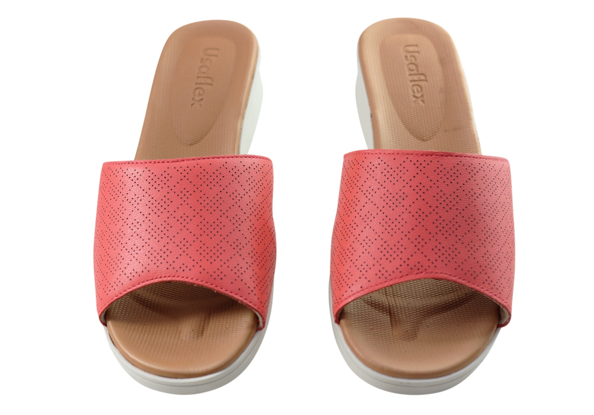 Usaflex Sunrise Womens Comfort Leather Slides Made In Brazil