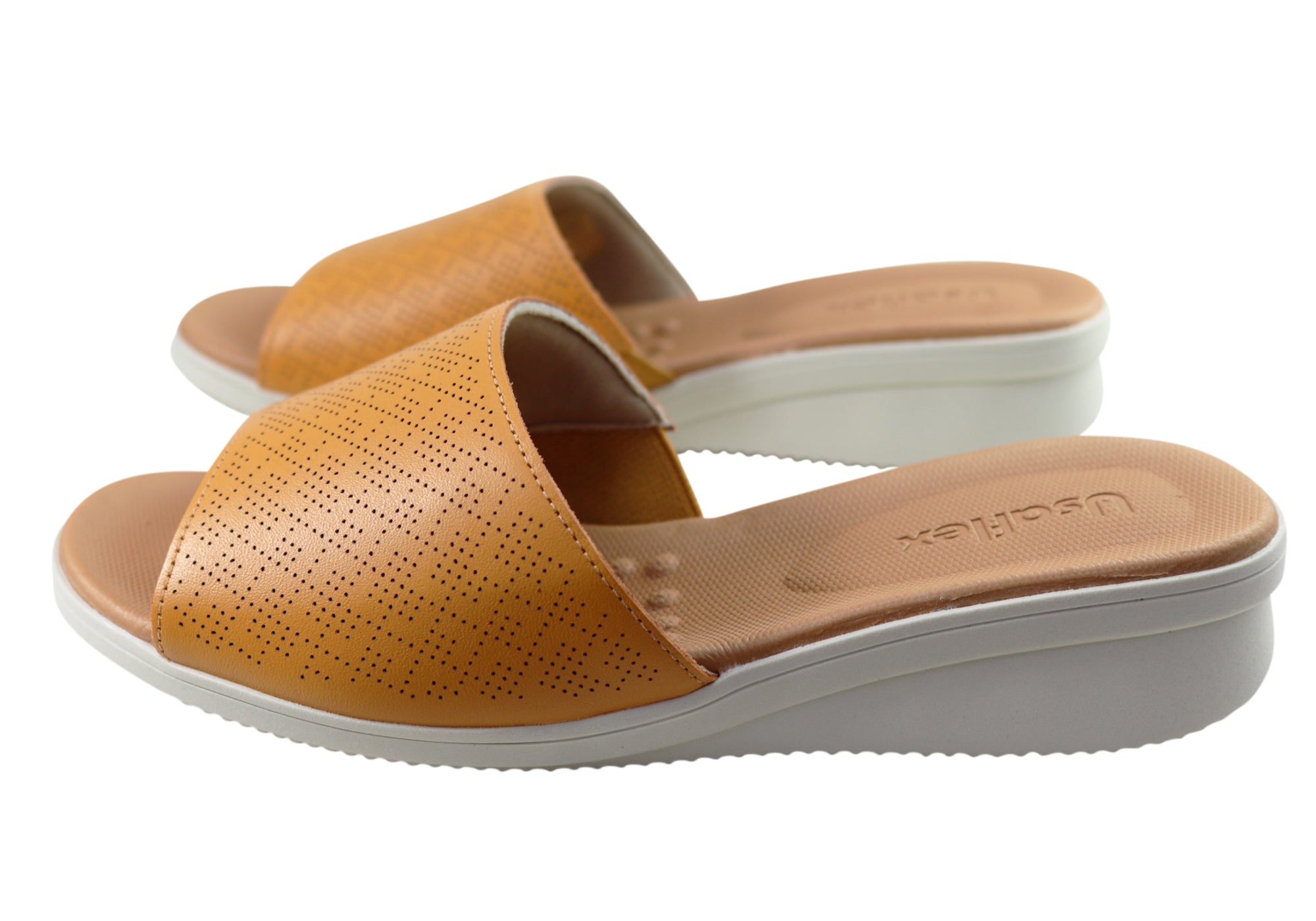 Usaflex Sunrise Womens Comfort Leather Slides Made In Brazil