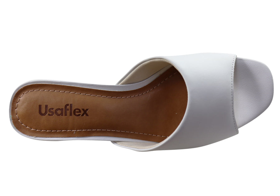 Usaflex Mimosa Womens Comfortable Leather Low Heel Slides Sandals
