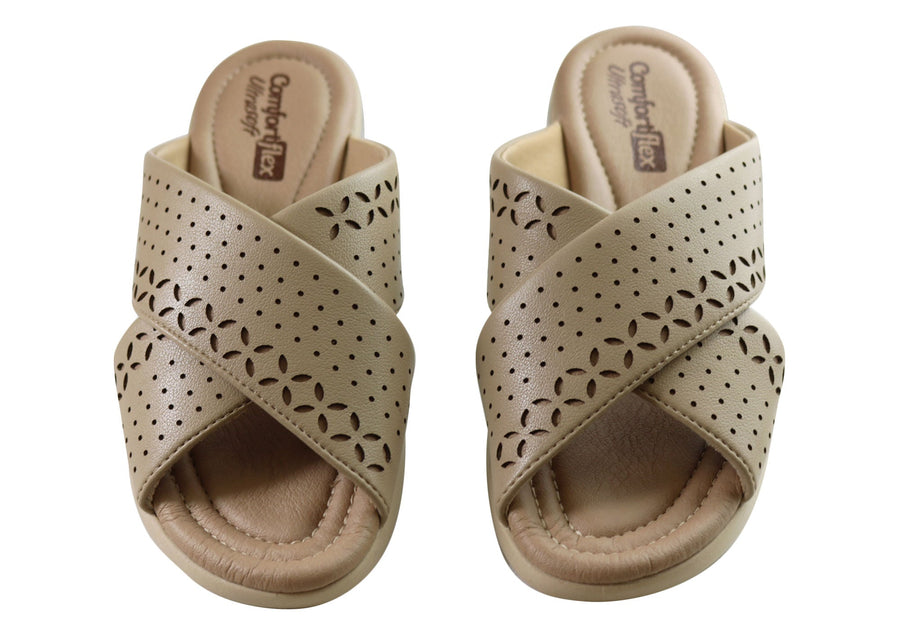 Comfortflex Flora Womens Comfortable Slides Sandals Made In Brazil