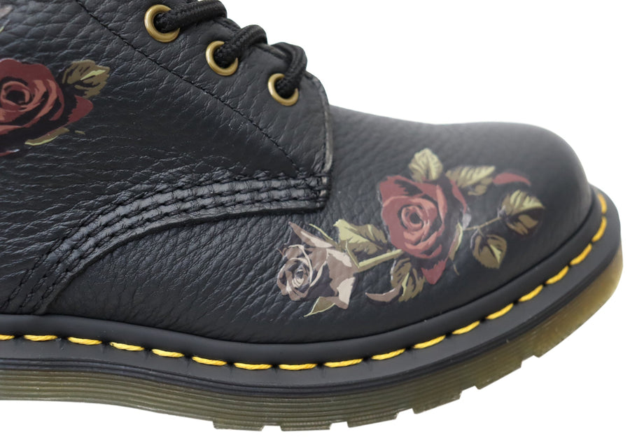 Dr Martens Womens 1460 8 Eye Decayed Roses Nappa Leather Boots