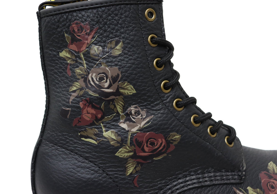 Dr Martens Womens 1460 8 Eye Decayed Roses Nappa Leather Boots