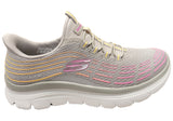Skechers Womens Slip Ins Summits Plus Bright Wave Shoes Grey Multi