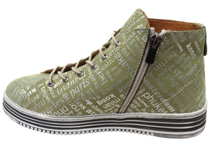 Orizonte Ivy Womens European Comfortable Leather Khaki Ankle Boots