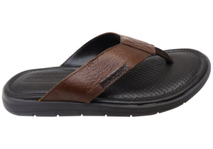 Democrata Mitch Mens Brazilian Leather Comfortable Thongs Sandals