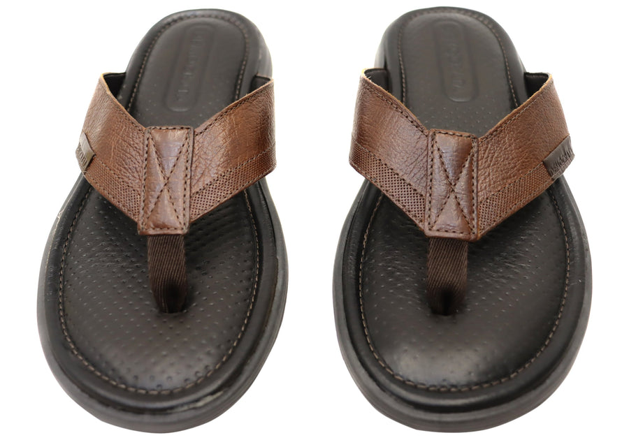 Democrata Mitch Mens Brazilian Leather Comfortable Thongs Sandals