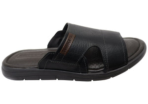 Democrata Jeff Mens Leather Comfortable Slide Sandals Made In Brazil