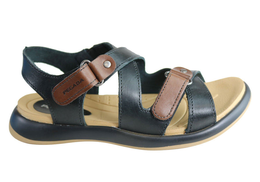 Pegada Karen Womens Comfortable Cushioned Adjustable Leather Sandals