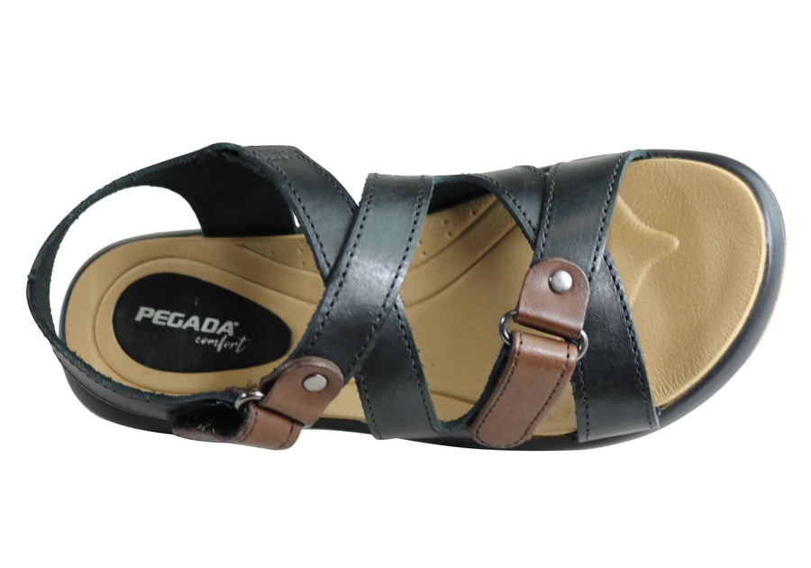 Pegada Karen Womens Comfortable Cushioned Adjustable Leather Sandals