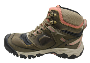 Keen Womens Comfortable Leather Ridge Flex Mid Waterproof Hiking Boots